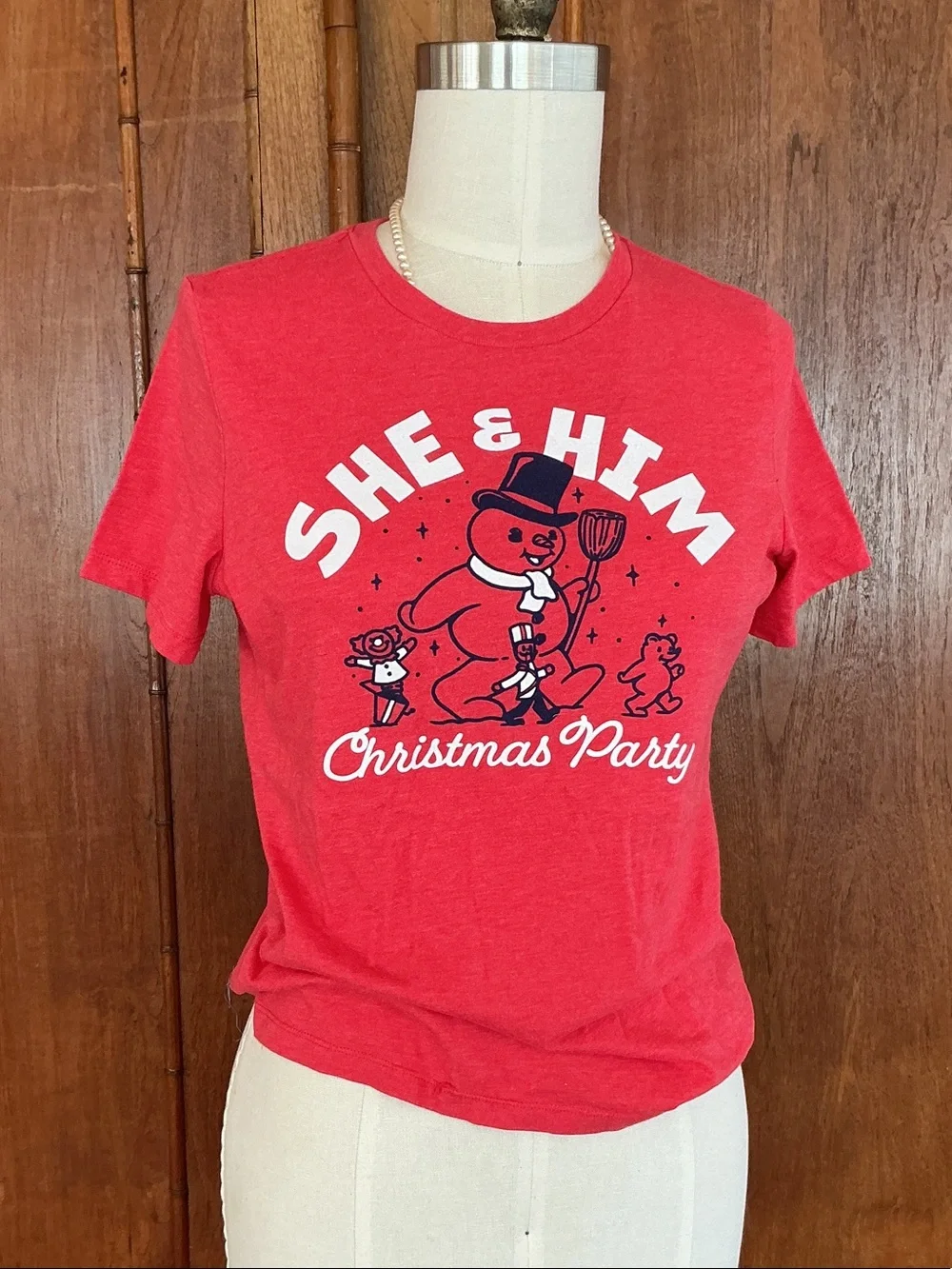Bella Canvas Red She & Him Christmas Party Graphic Tee